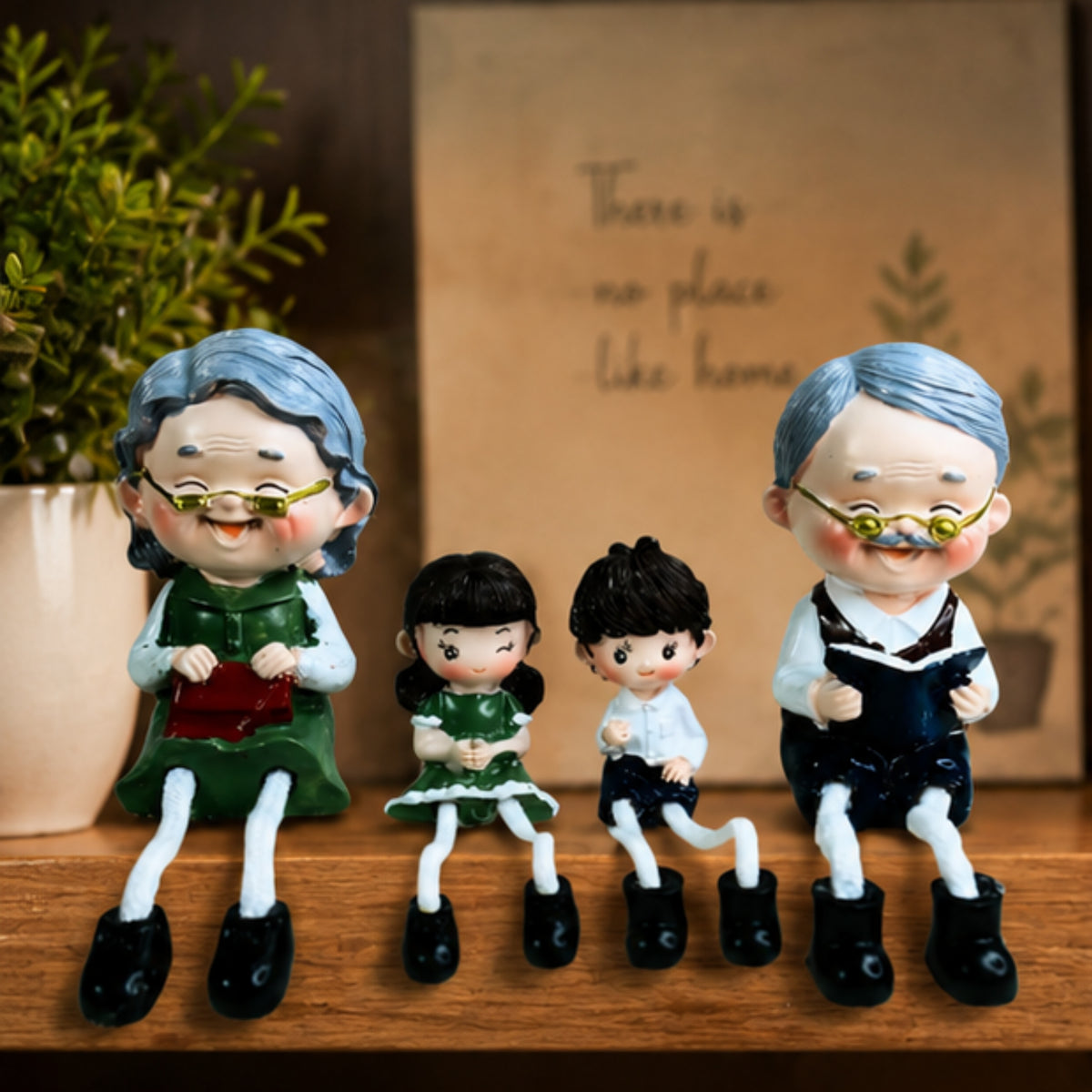 Grandparents & Grandkids Hanging Dolls (Set of 4)