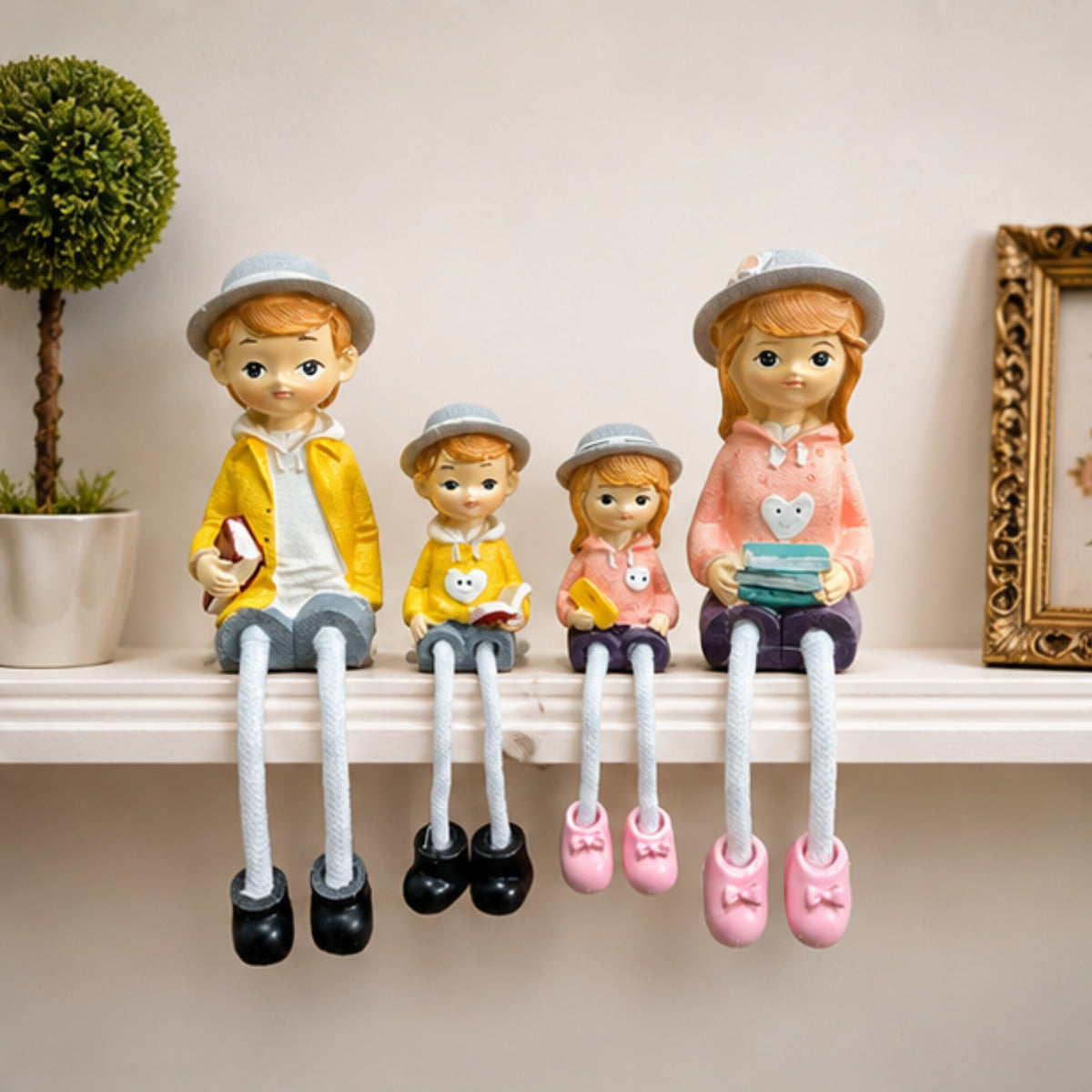 4-Piece Family Hanging Doll Figurine Set
