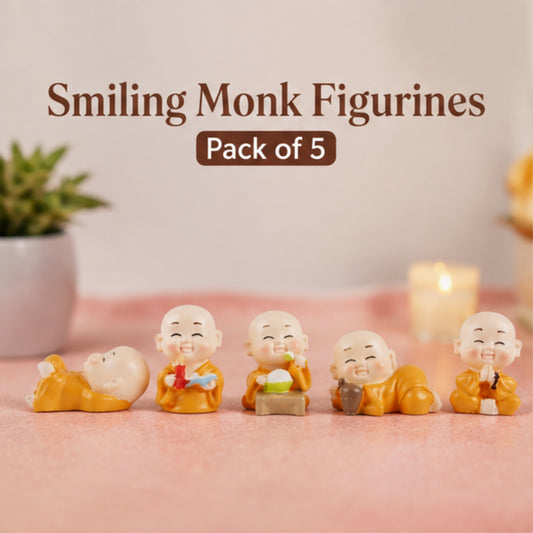 Smiling Monk Figurines - Pack of 5
