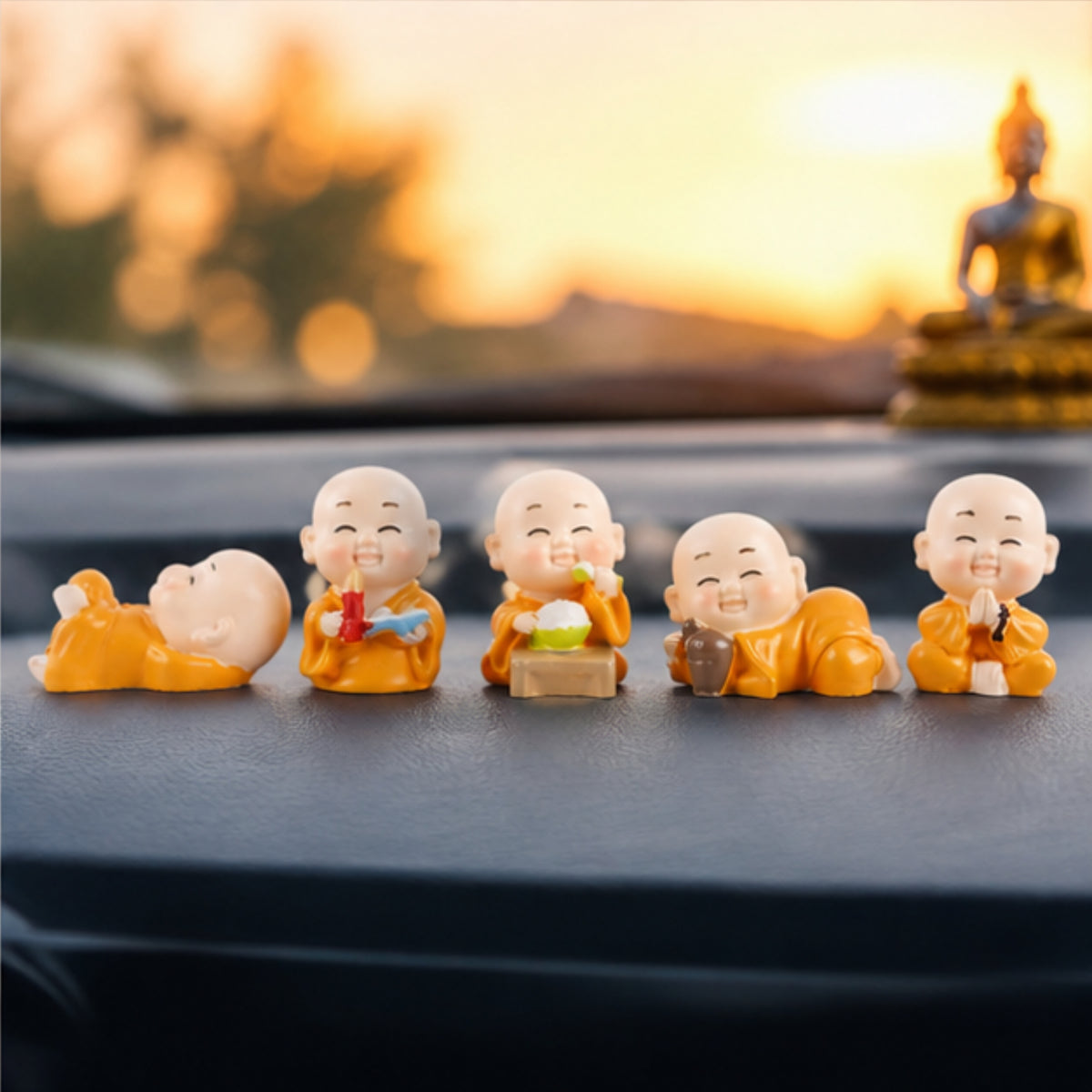 Smiling Monk Figurines - Pack of 5