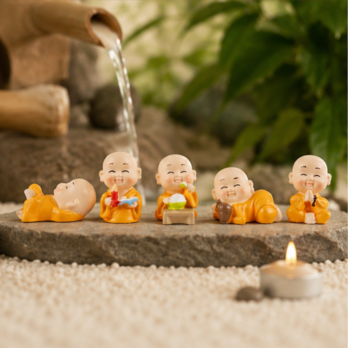 Smiling Monk Figurines - Pack of 5