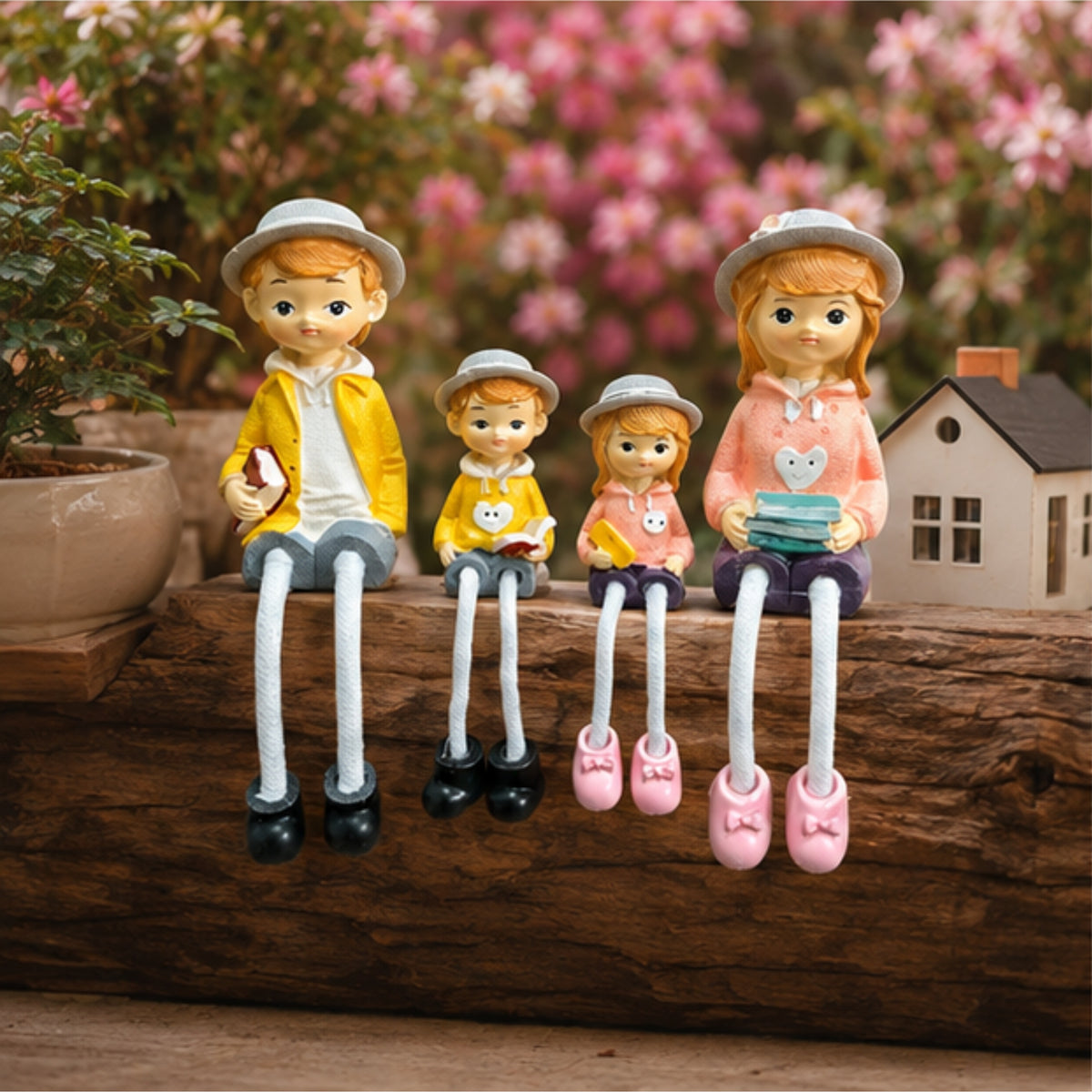 4-Piece Family Hanging Doll Figurine Set