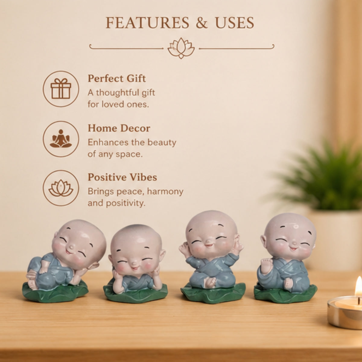 Smiling Baby Monks Set of 4