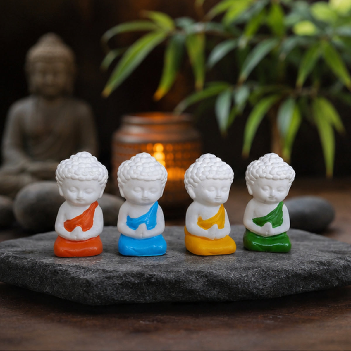 Mini Meditating Monk Statues - Set of 4