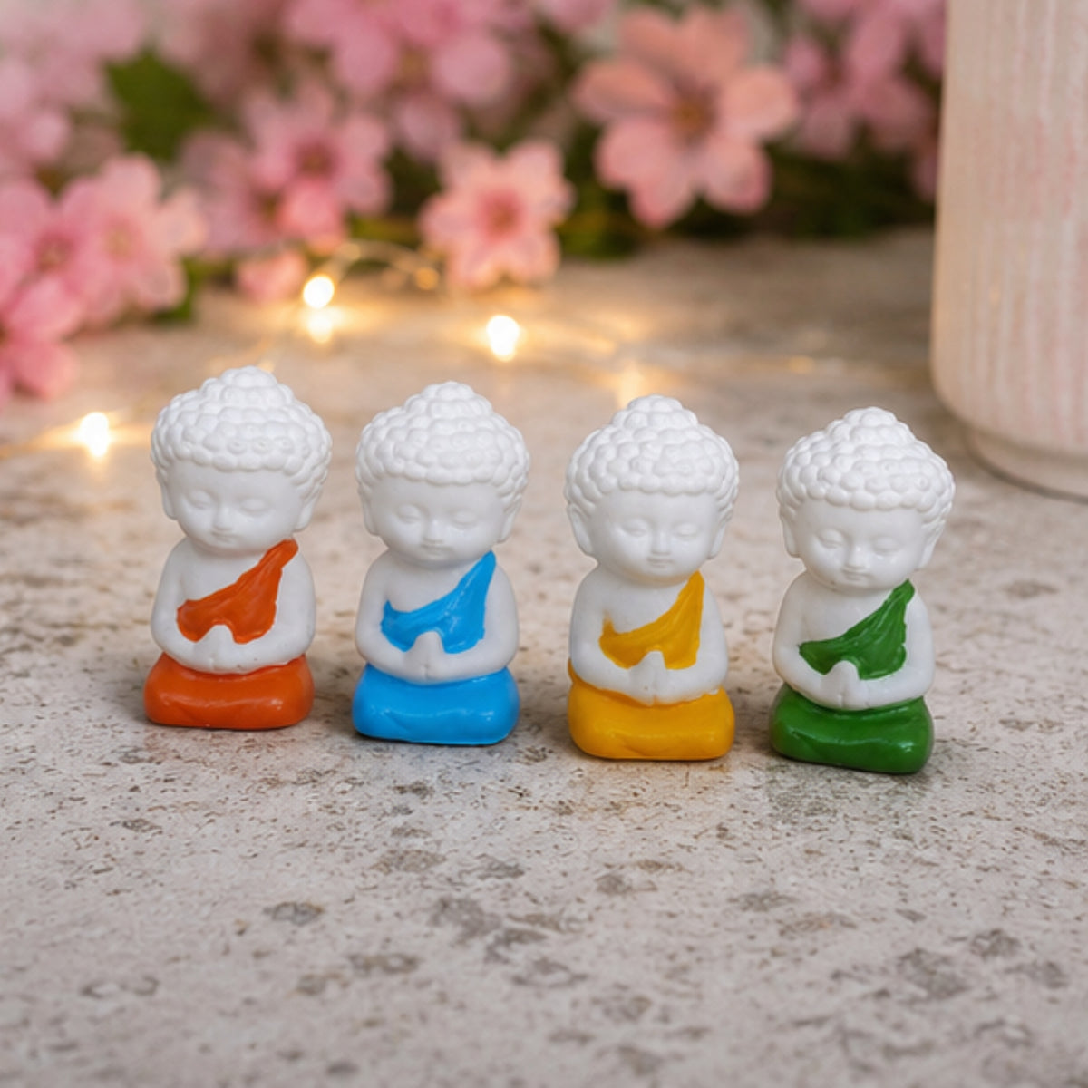 Mini Meditating Monk Statues - Set of 4