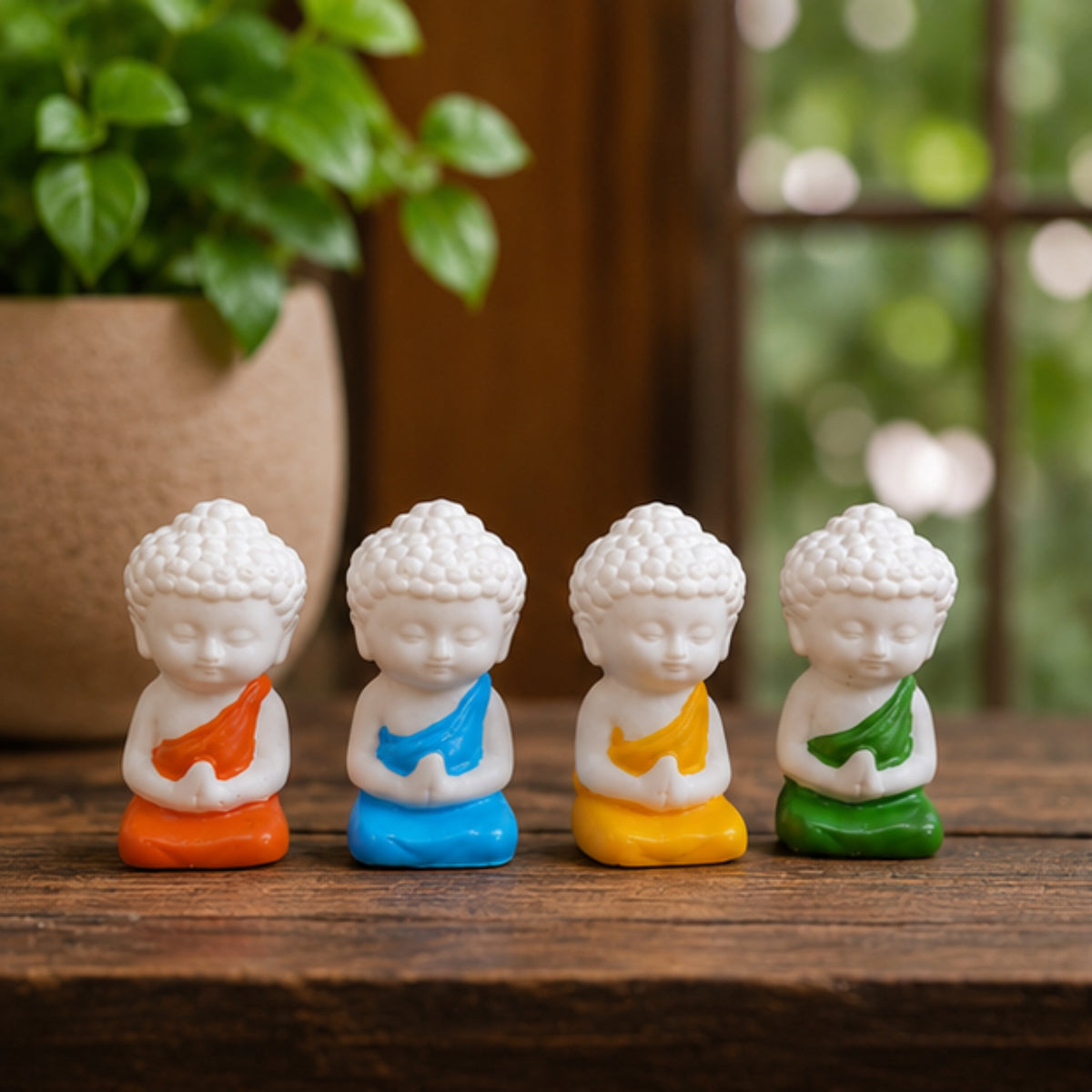 Mini Meditating Monk Statues - Set of 4