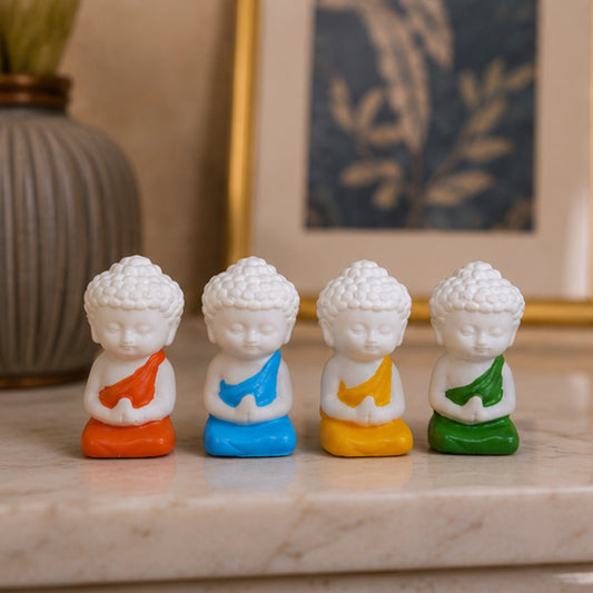 Mini Meditating Monk Statues - Set of 4