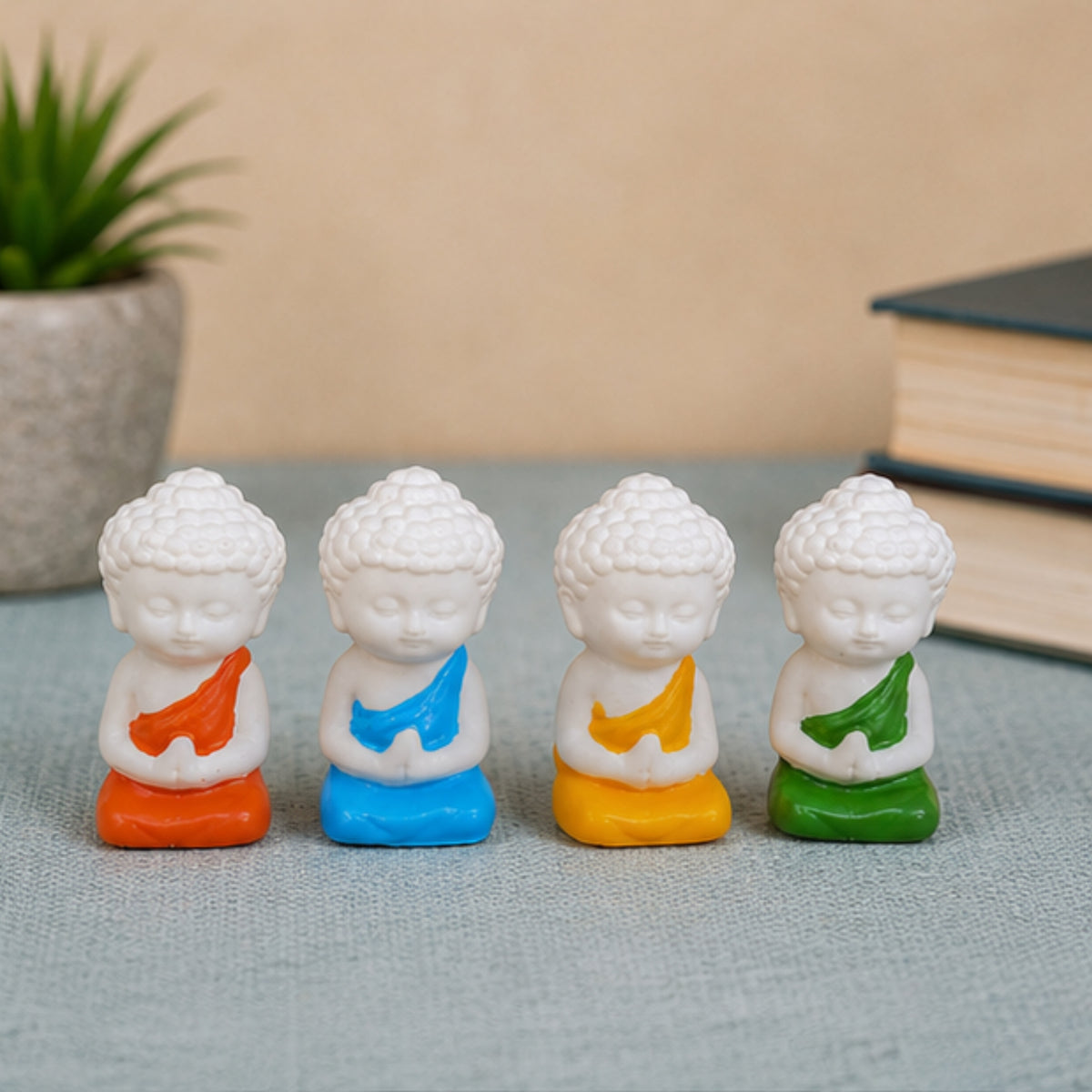 Mini Meditating Monk Statues - Set of 4