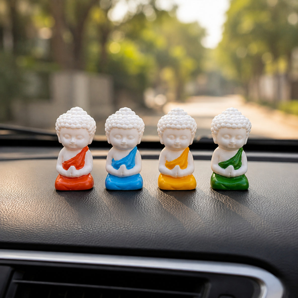 Mini Meditating Monk Statues - Set of 4