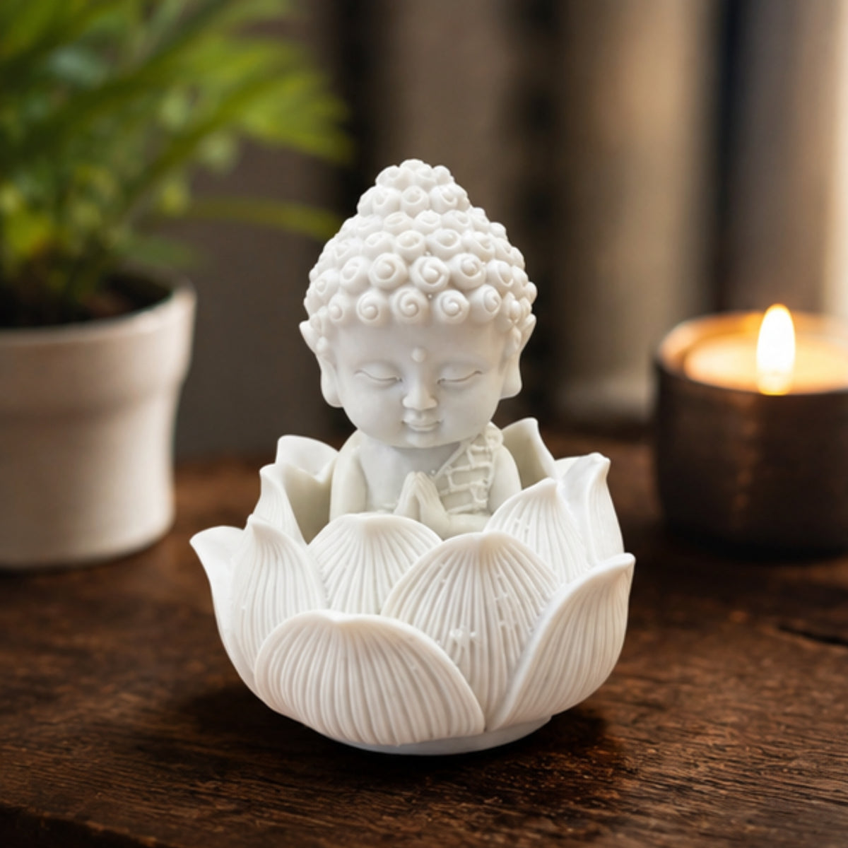 White Resin Monk on Lotus