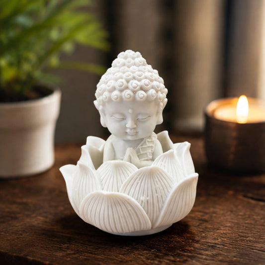 White Resin Monk on Lotus