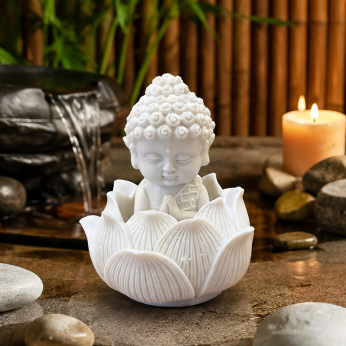 White Resin Monk on Lotus