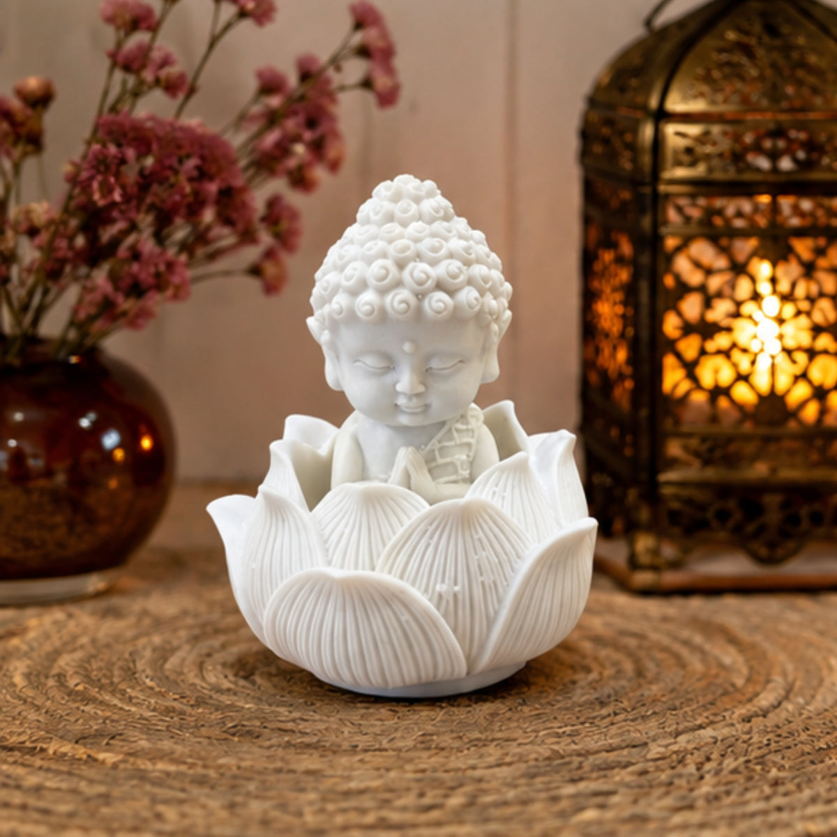 White Resin Monk on Lotus