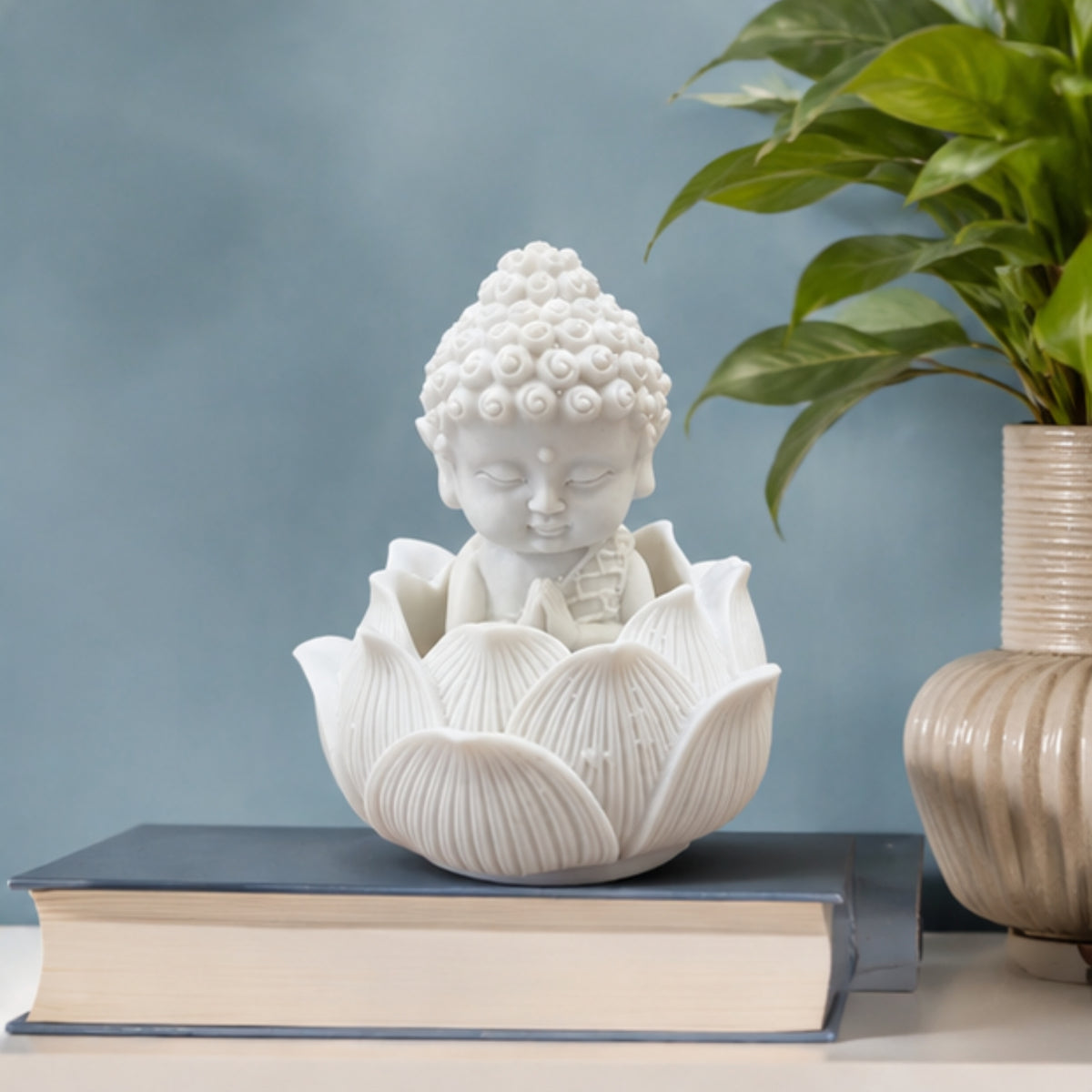 White Resin Monk on Lotus