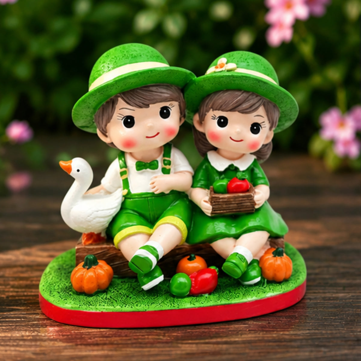 Garden Harvest Couple Figurine - Fruit Basket