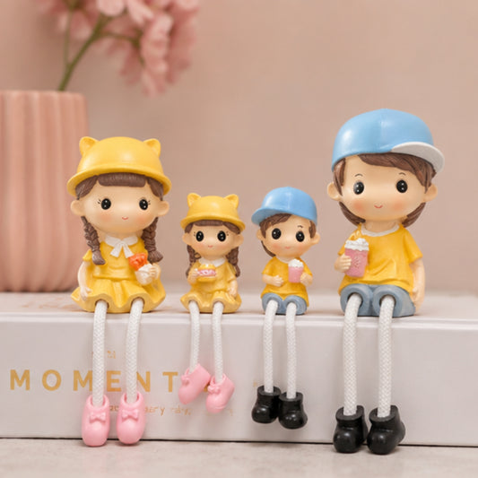Family of 4 Long Leg Hanging Doll Figurines