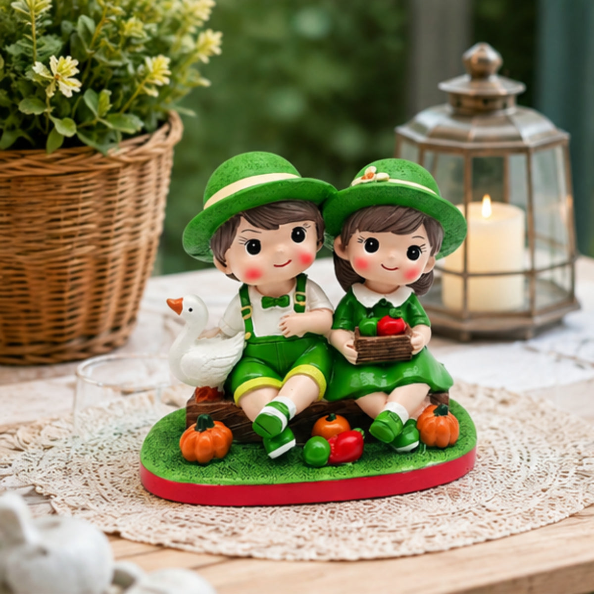 Garden Harvest Couple Figurine - Fruit Basket