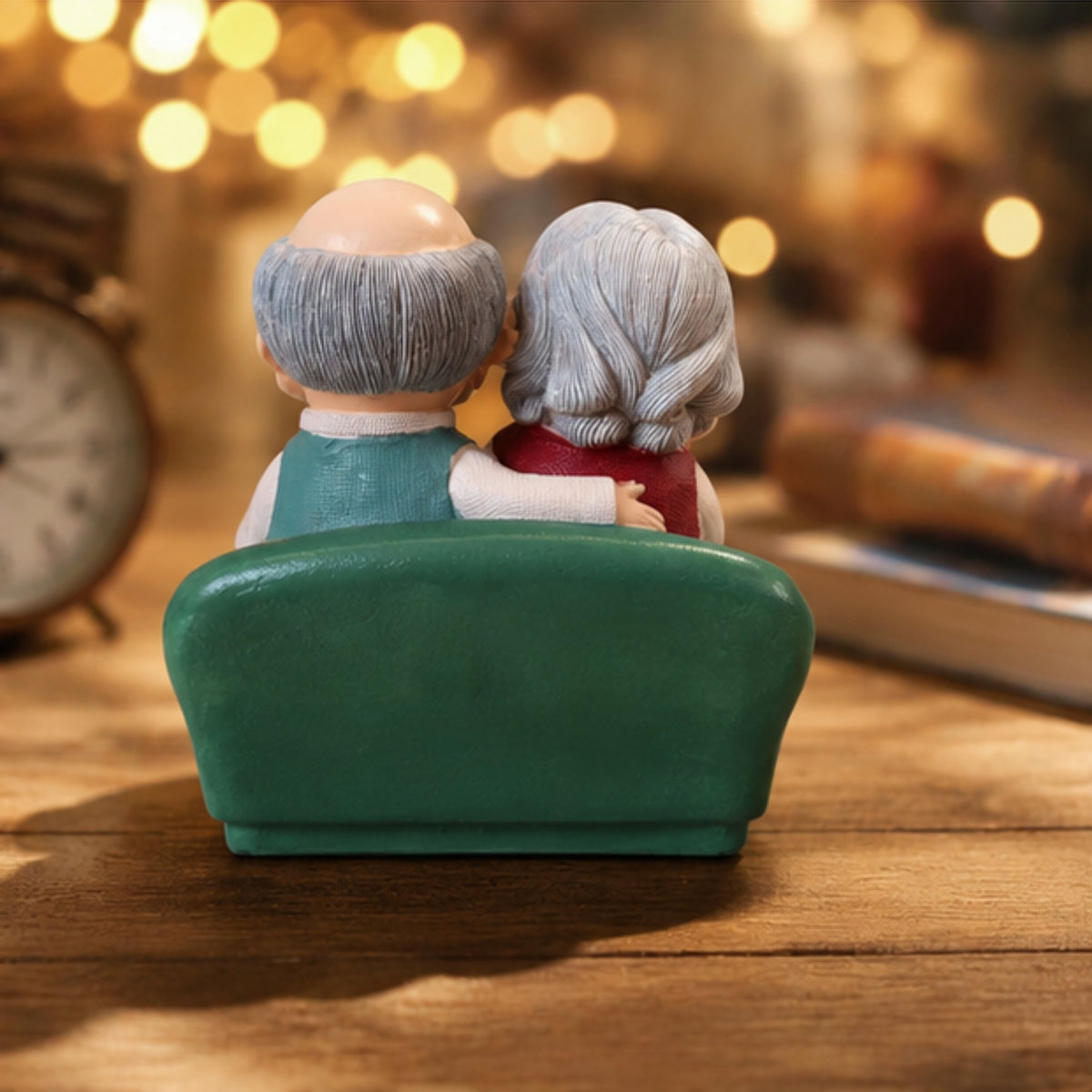 Elderly Couple Figurine - Green Sofa