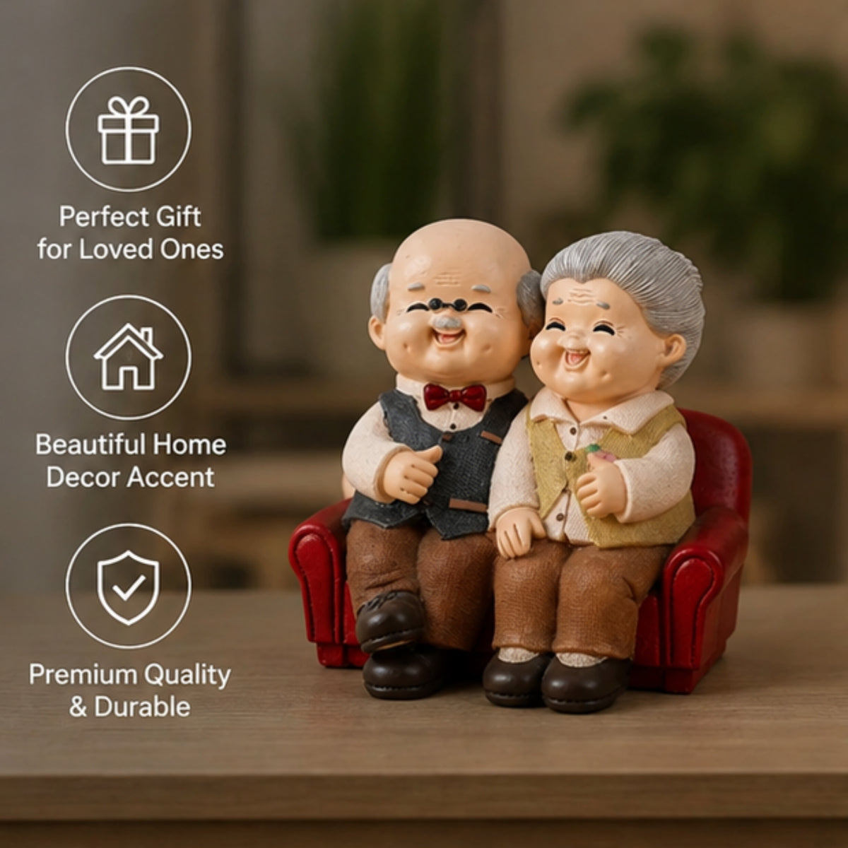 Elderly Couple Figurine - Red Sofa