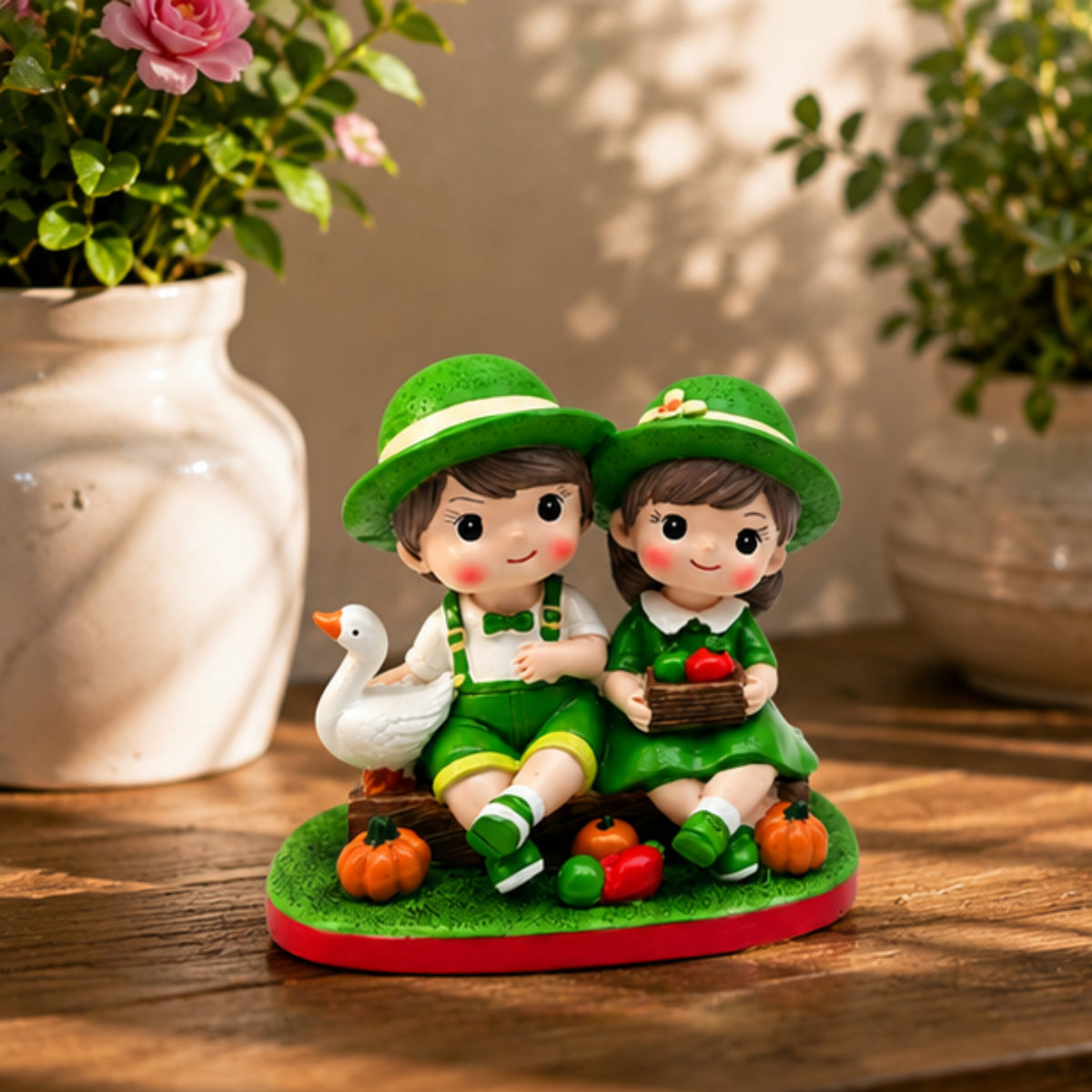 Garden Harvest Couple Figurine - Fruit Basket