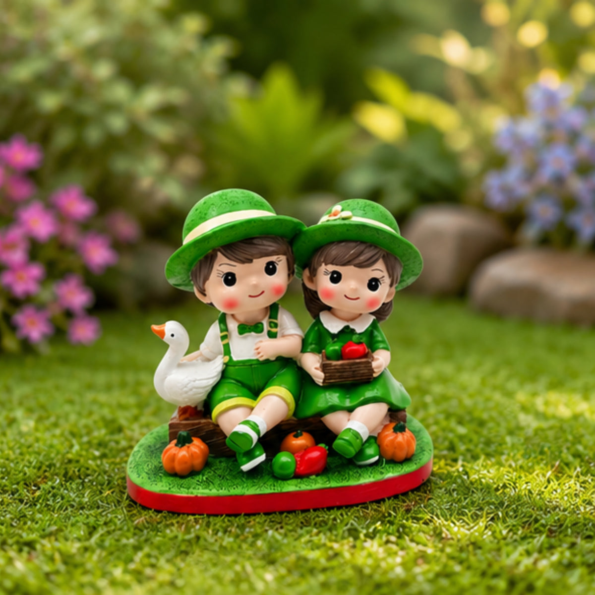 Garden Harvest Couple Figurine - Fruit Basket