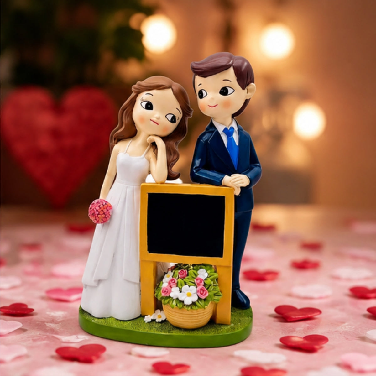 Wedding Couple Figurine with Mini Blackboard