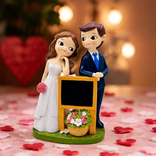 Wedding Couple Figurine with Mini Blackboard