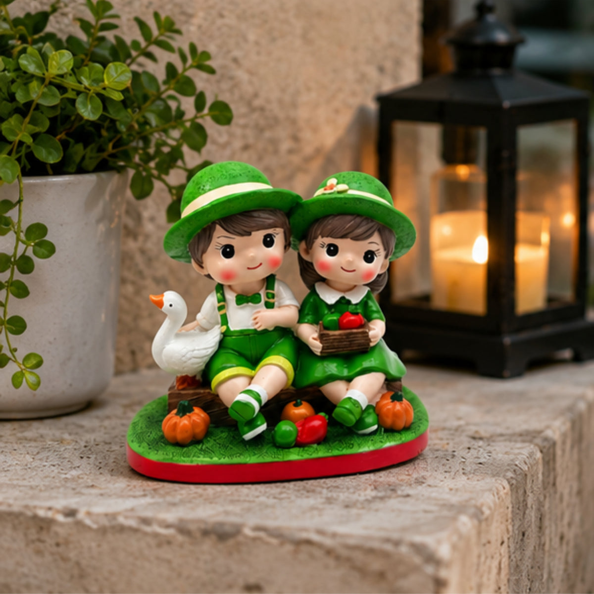 Garden Harvest Couple Figurine - Fruit Basket