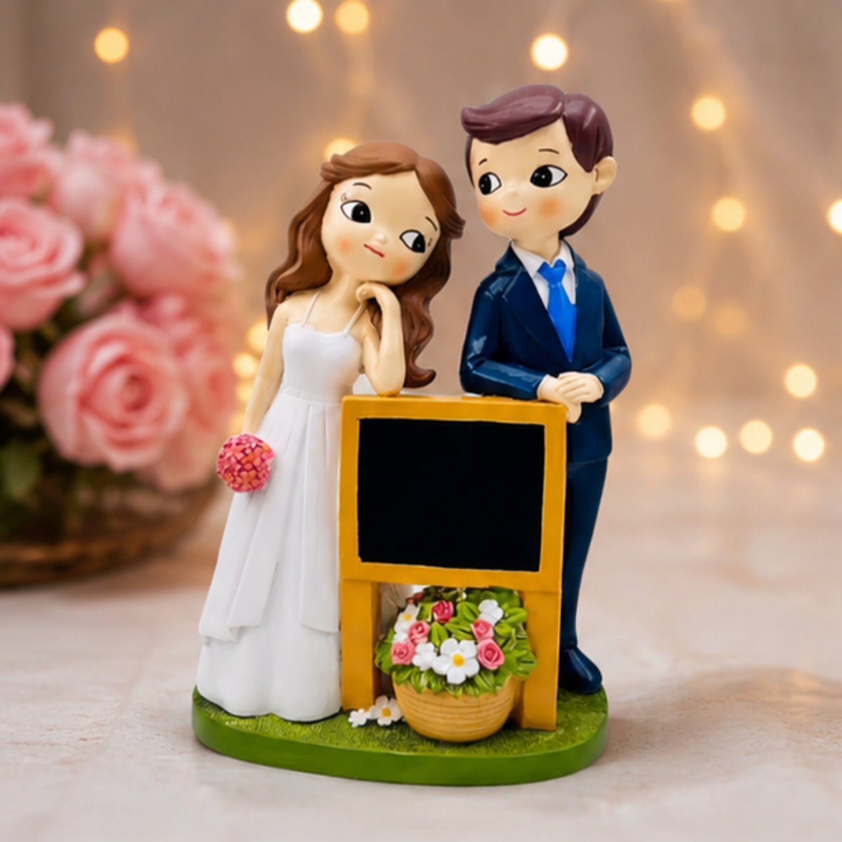Wedding Couple Figurine with Mini Blackboard