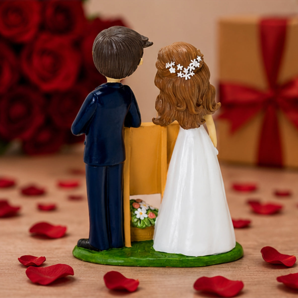 Wedding Couple Figurine with Mini Blackboard
