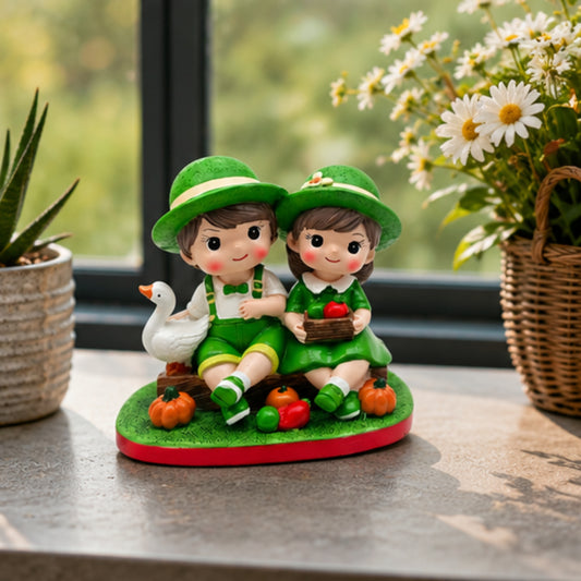 Garden Harvest Couple Figurine - Fruit Basket