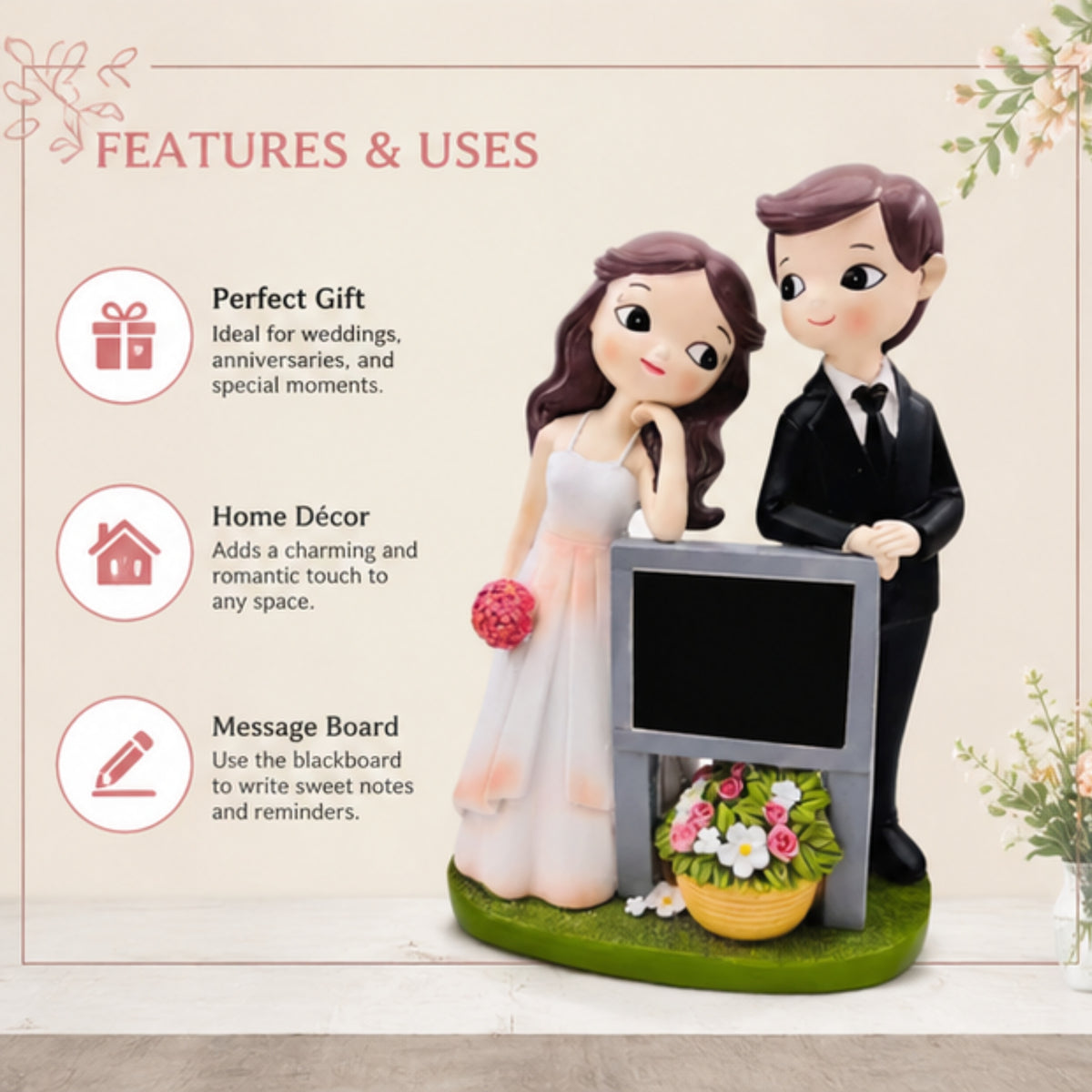 Wedding Couple Figurine - Blackboard Edition