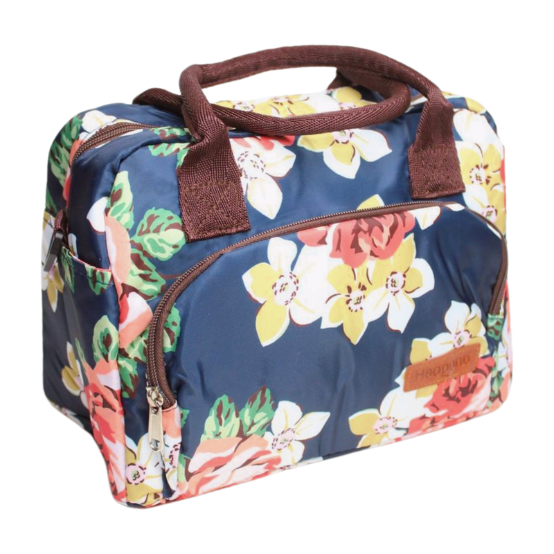 Insulated Tote Lunch Bag - Flower Print