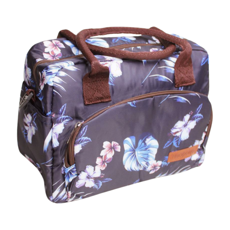 Insulated Tote Lunch Bag - Dark Flower Print