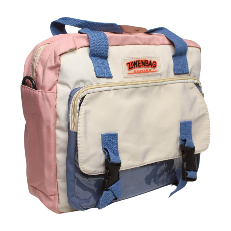 Puffer Quilted Tote Bag - White & Pink