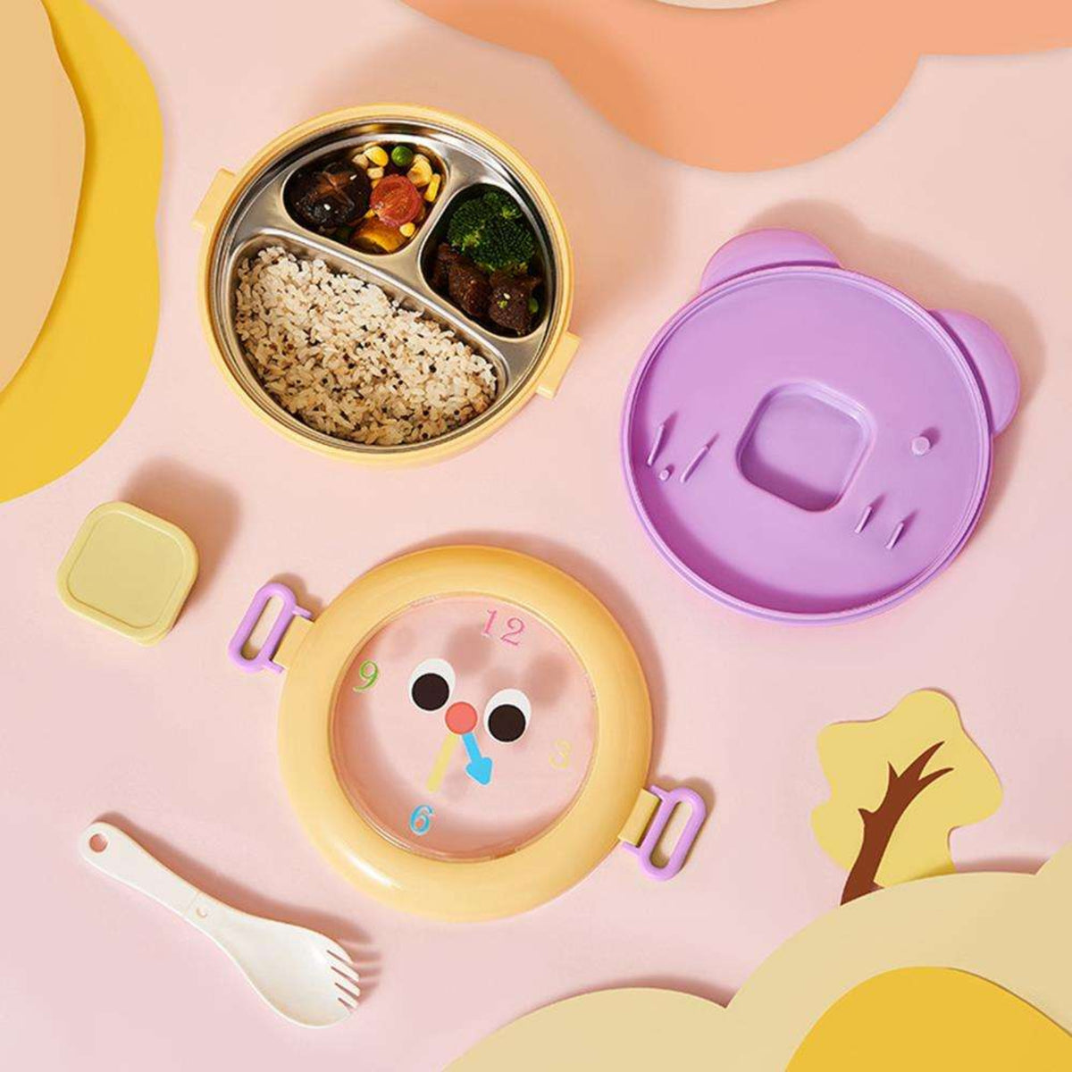 Round Clock Tiffin Box