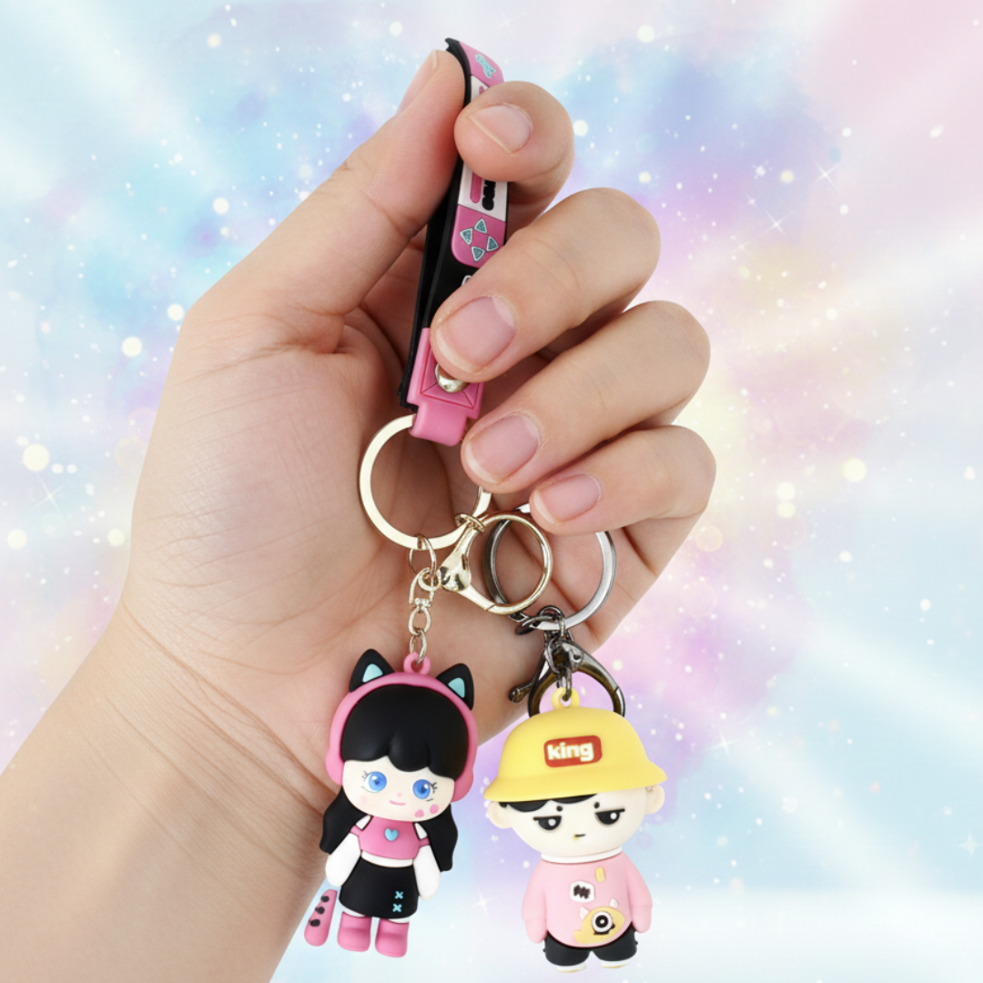 Kawaii Keychain Set of 2 - Cartoon Couple