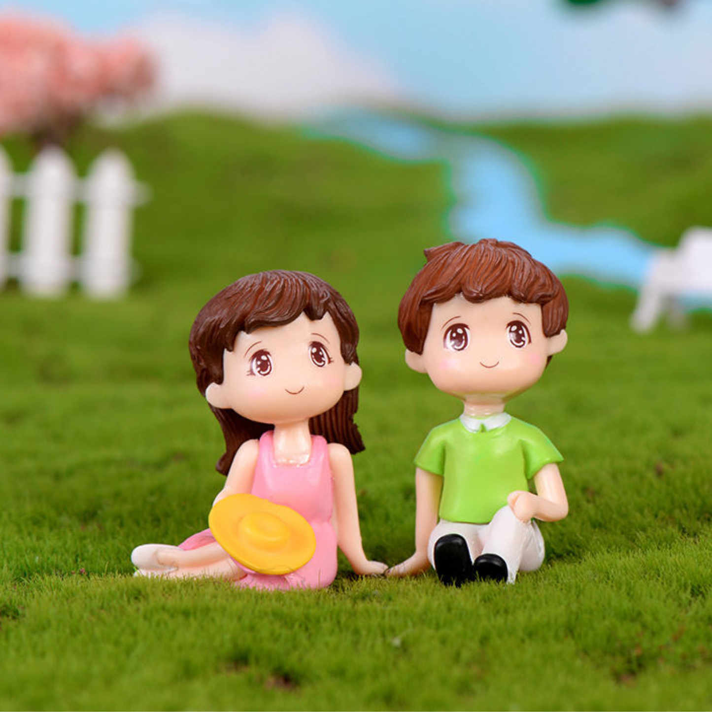 Girl & Boy Sitting Couple Miniature