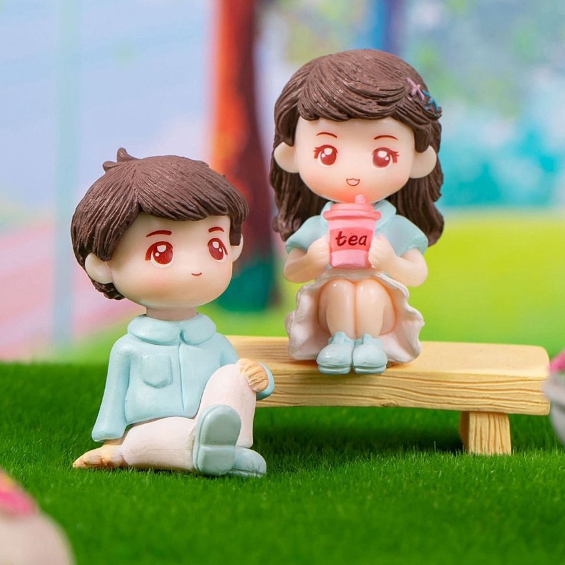 Sitting Couple Miniature Figurine