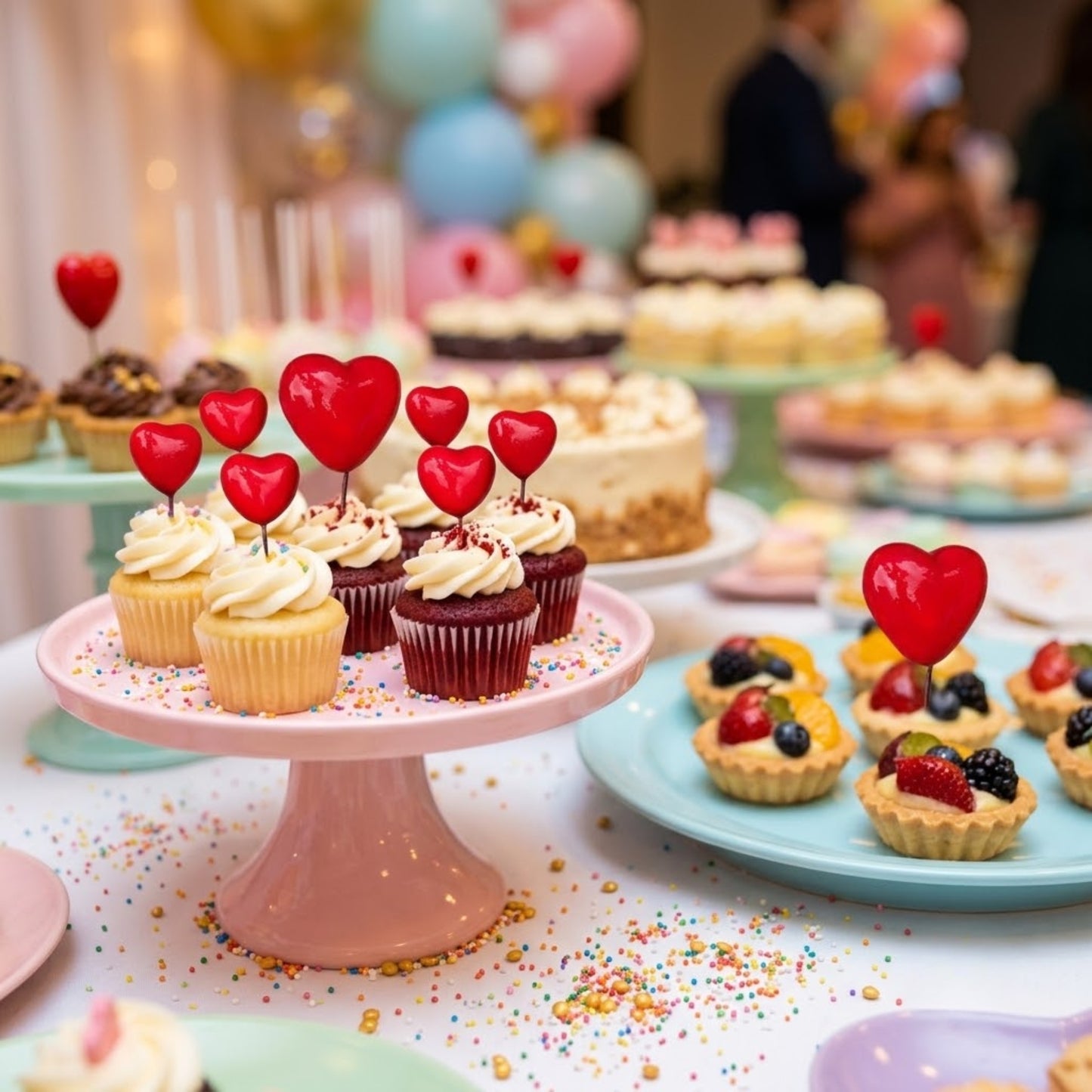 Red Hearts Cake Topper