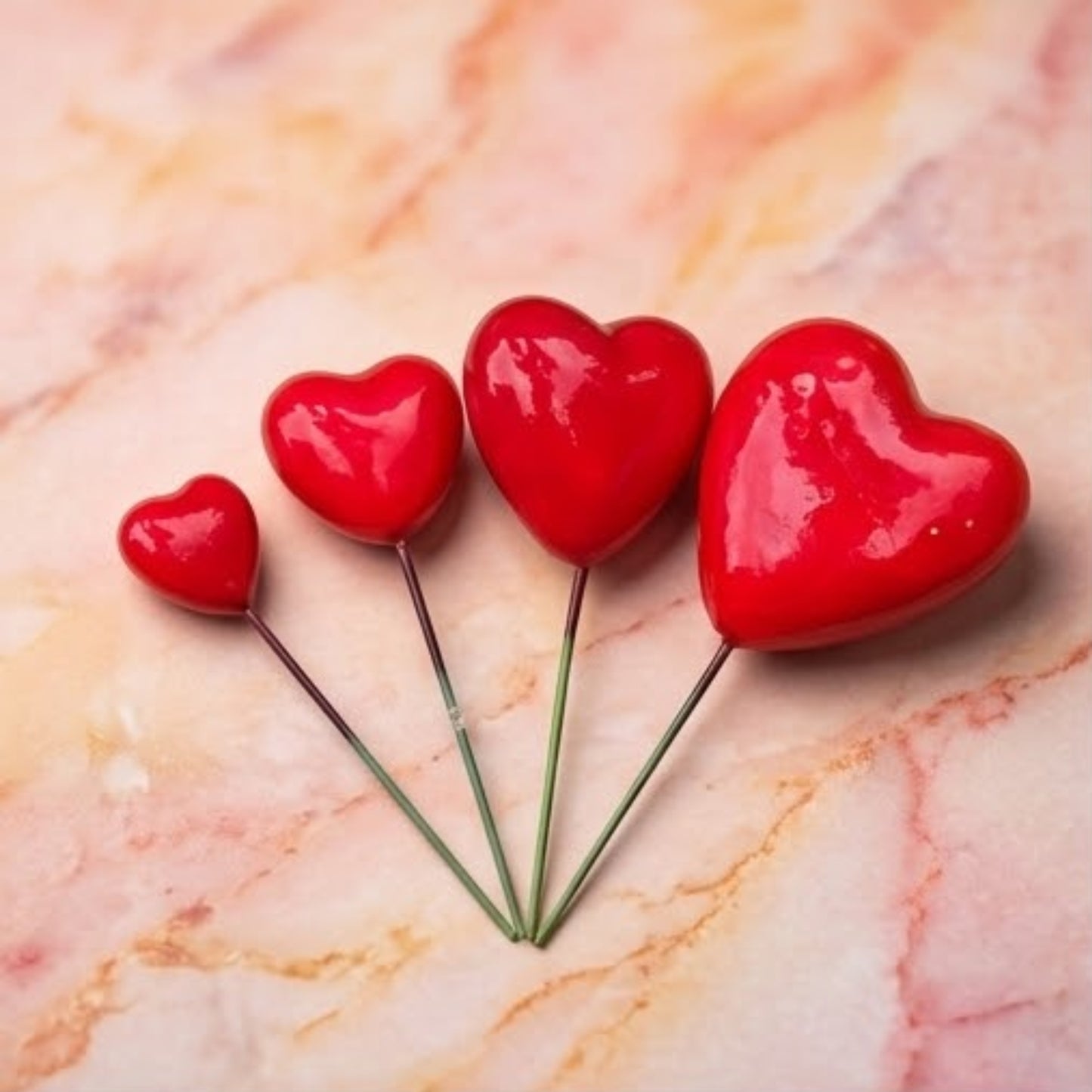 Red Hearts Cake Topper