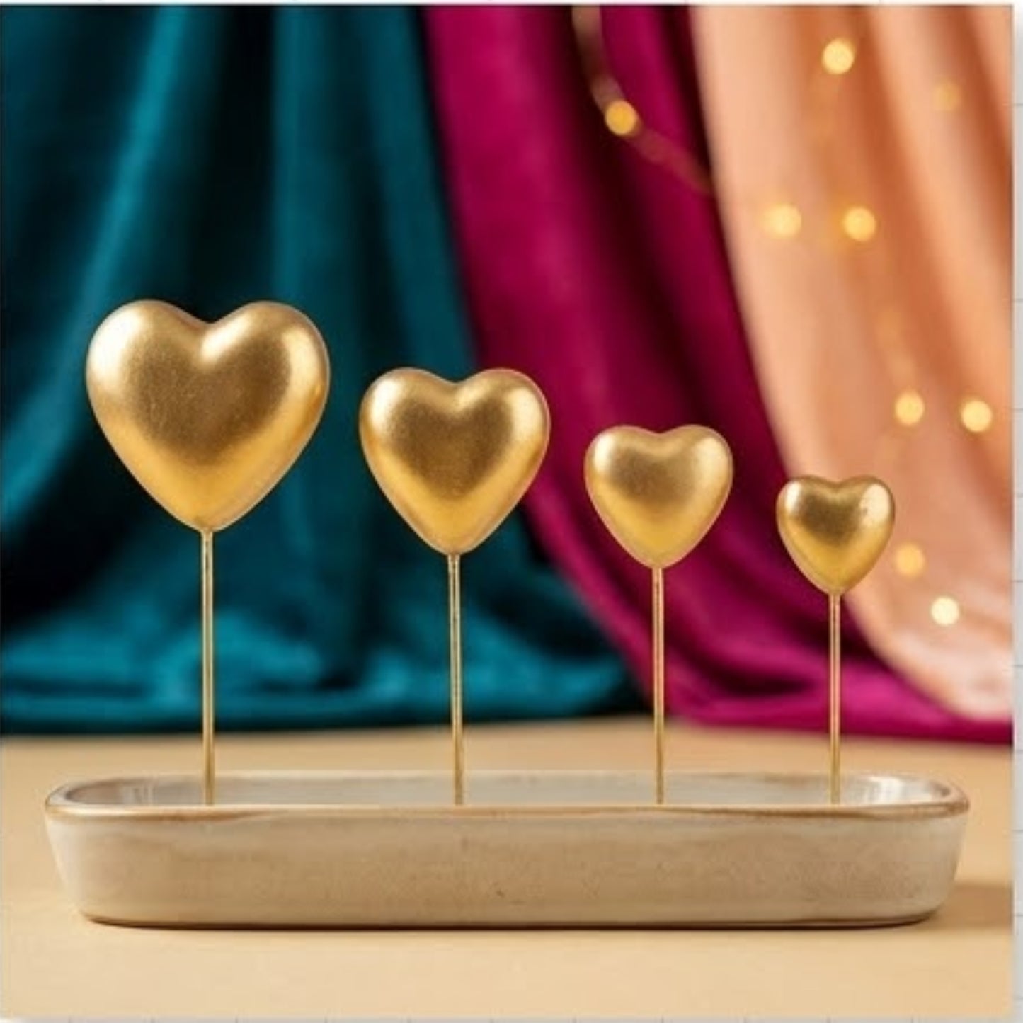 Golden Hearts Cake Topper