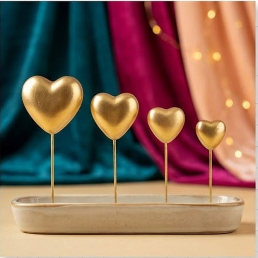 Golden Hearts Cake Topper