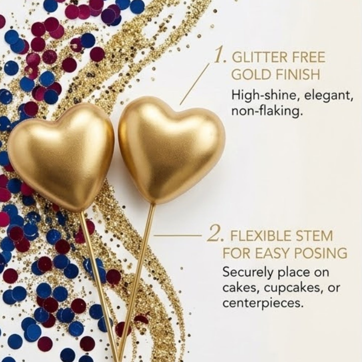 Golden Hearts Cake Topper