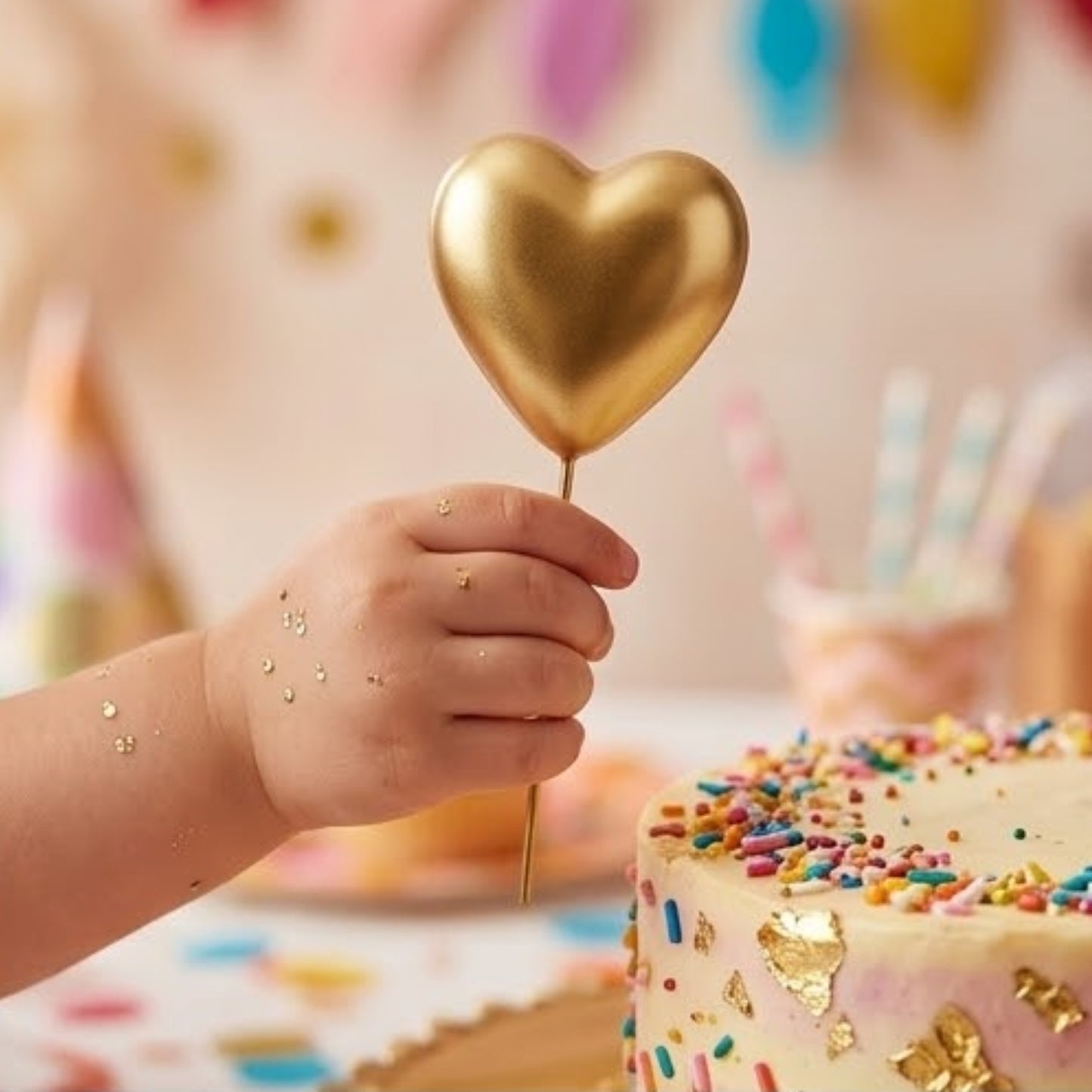 Golden Hearts Cake Topper