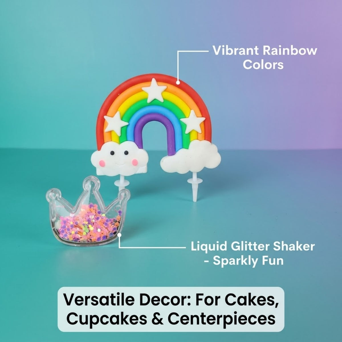 Mermaid & Rainbow Cake Topper Set