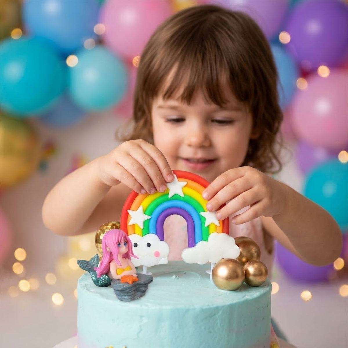 Mermaid & Rainbow Cake Topper Set