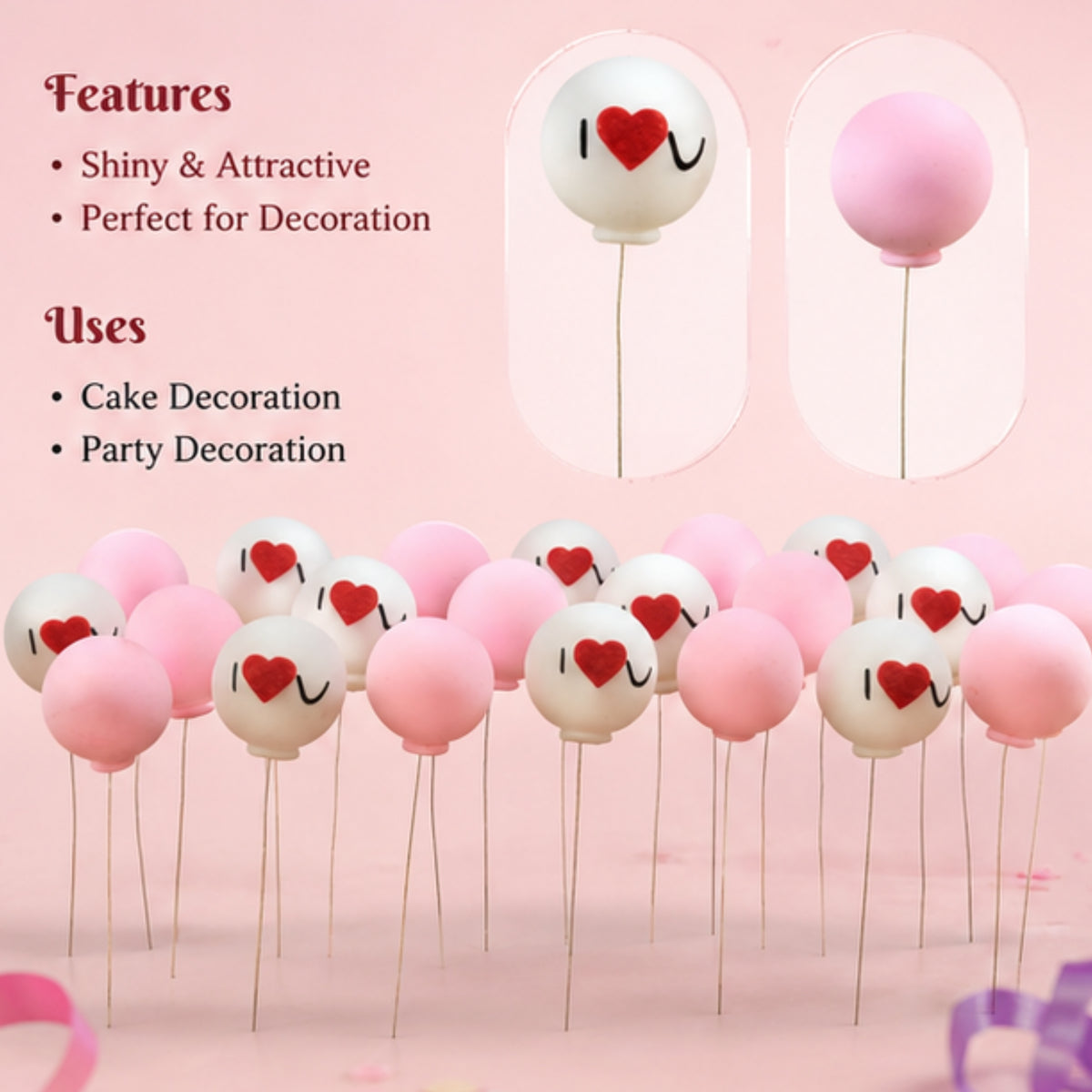 Decorative Balls Cake Topper Set