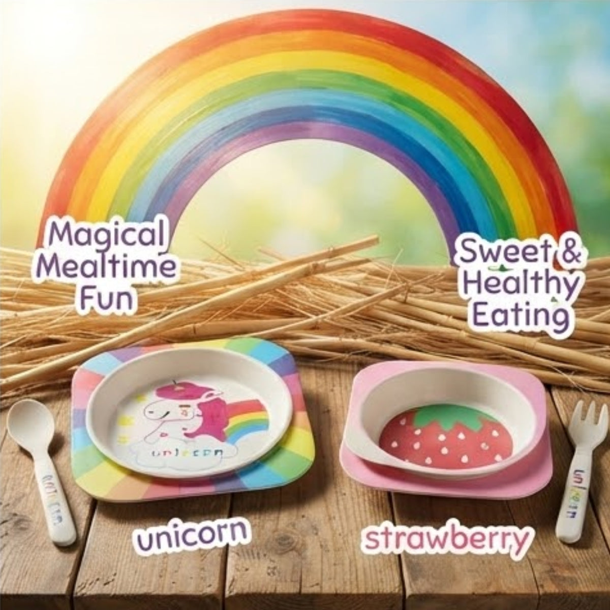 Bamboo Fiber Kids Utensils Set