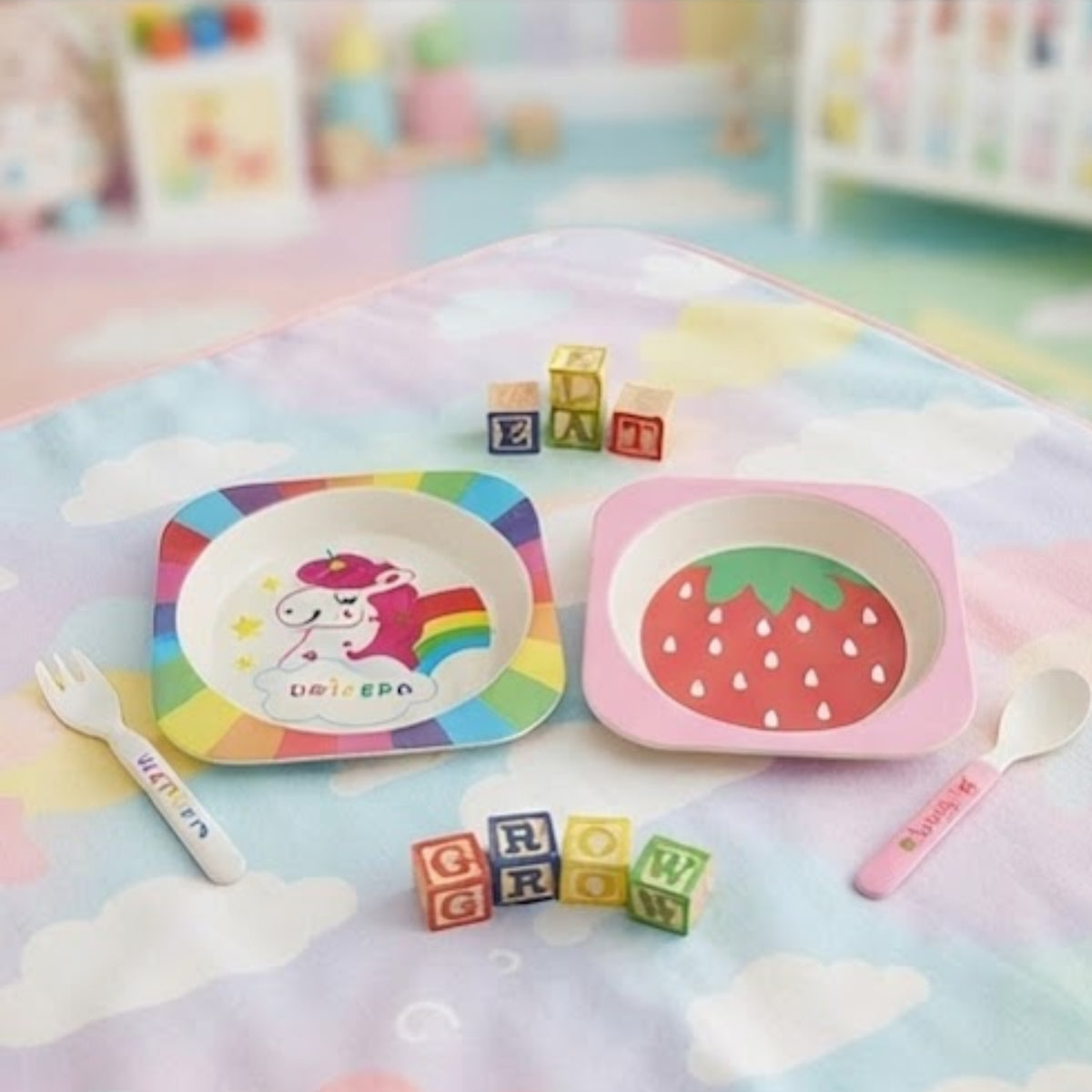 Bamboo Fiber Kids Utensils Set